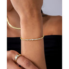 PAVOI 14K Gold Plated Tennis Bracelets for Women - Bezel Set Cubic Zirconia Bracelet - Simulated Diamonds Round, Trillion, Trinity, Radiant, Pear, Valentines Day Heart Cut Stones Wedding Jewelry Gifts for Brides