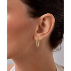 PAVOI 14K Gold Plated 925 Sterling Silver Posts Geometric Hoop Earrings for Women | Trendy Geo Long Oval U-Shaped Link Triangle Huggie Hoops Earring