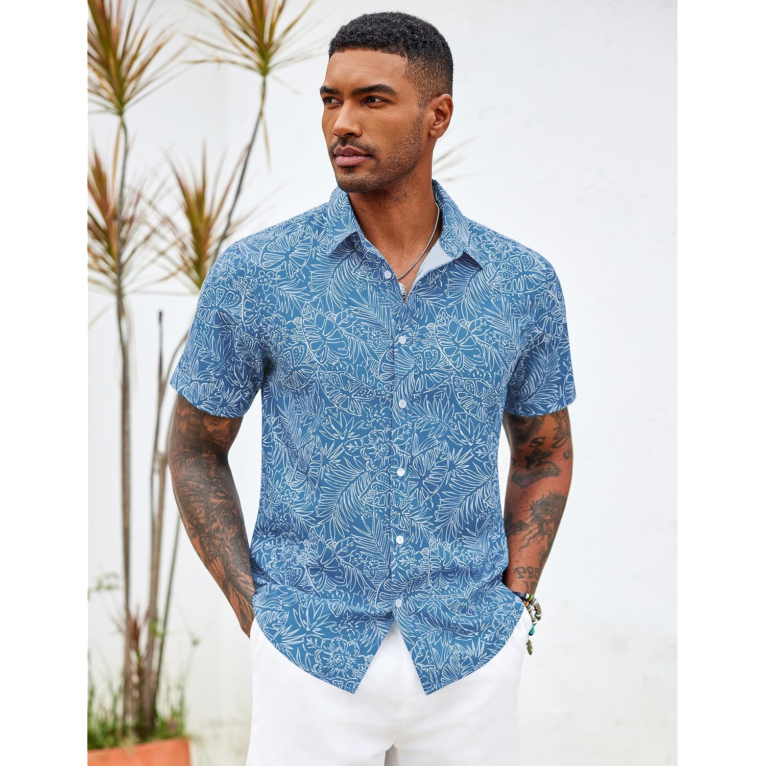 Coofandy Mens Hawaiian Shirts Short Sleeve Button Down Aloha Shirt Casual Beach Clothes