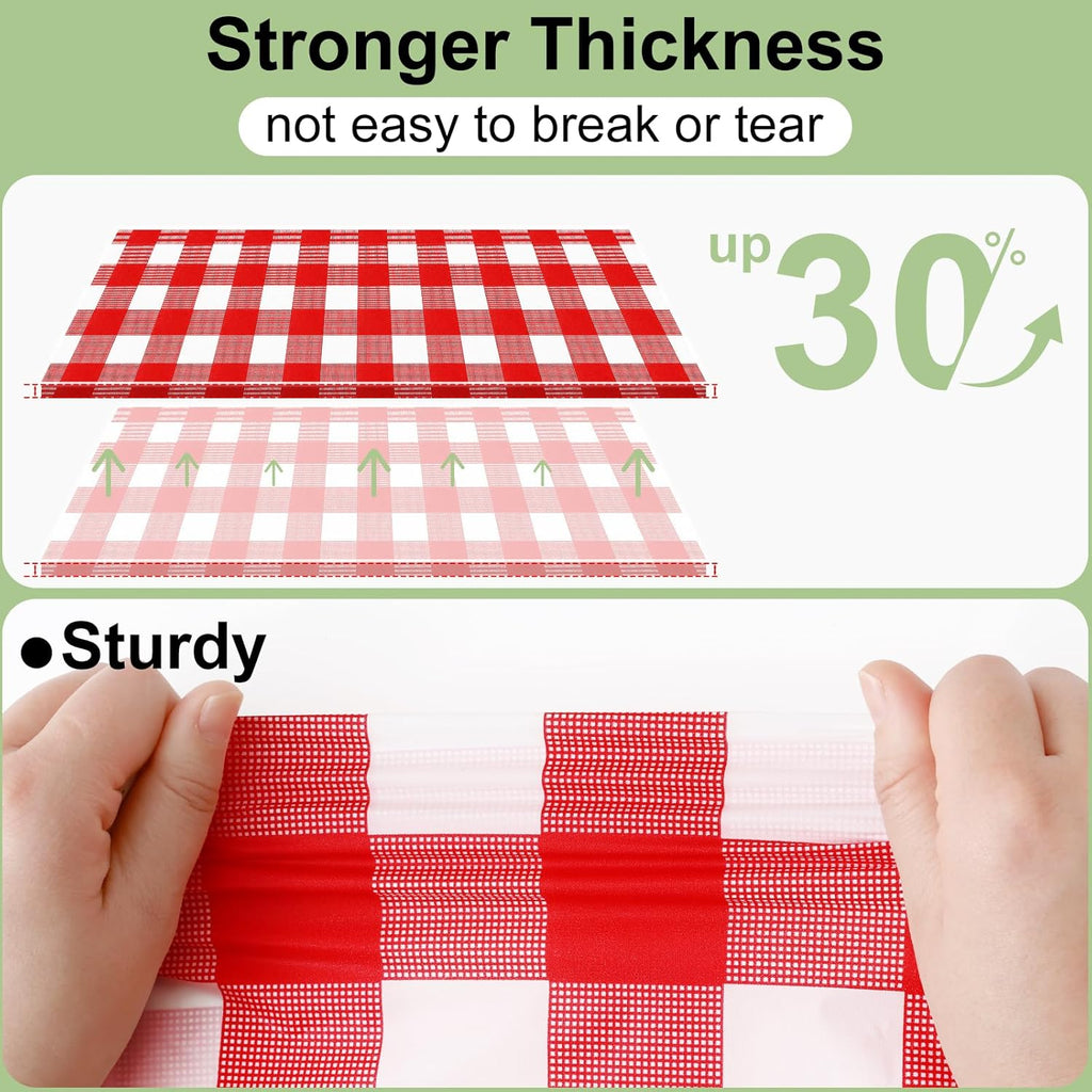 misaya 4 Packs Buffalo Disposable Table Cloth, 54 x 108 Inch Waterproof Plastic Tablecloth, Rectangle Red and White Checkered Table Covers for Picnic, Birthday, Party