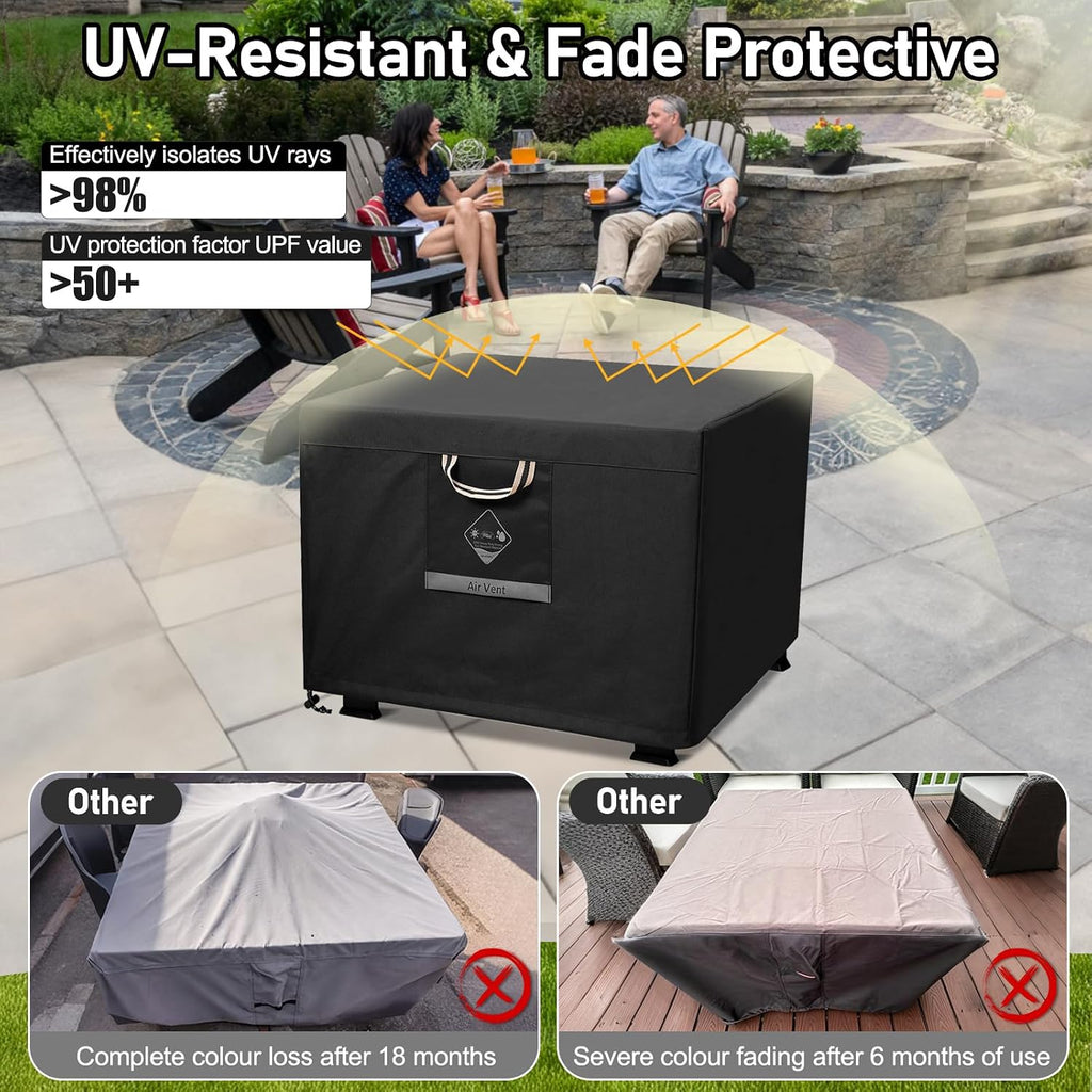 Fire Pit Cover Square Heavy Duty Fabric 100% Waterproof, Fits Outdoor For 29”,30 Inch,31 Inch,32 Inch Fire Pit/Table Cover,Gas Fire Pit Cover (32”L X 32”W X 24”H,Black)