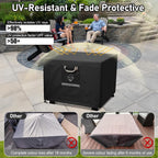 Fire Pit Cover Square Heavy Duty Fabric 100% Waterproof, Fits Outdoor For 29”,30 Inch,31 Inch,32 Inch Fire Pit/Table Cover,Gas Fire Pit Cover (32”L X 32”W X 24”H,Black)