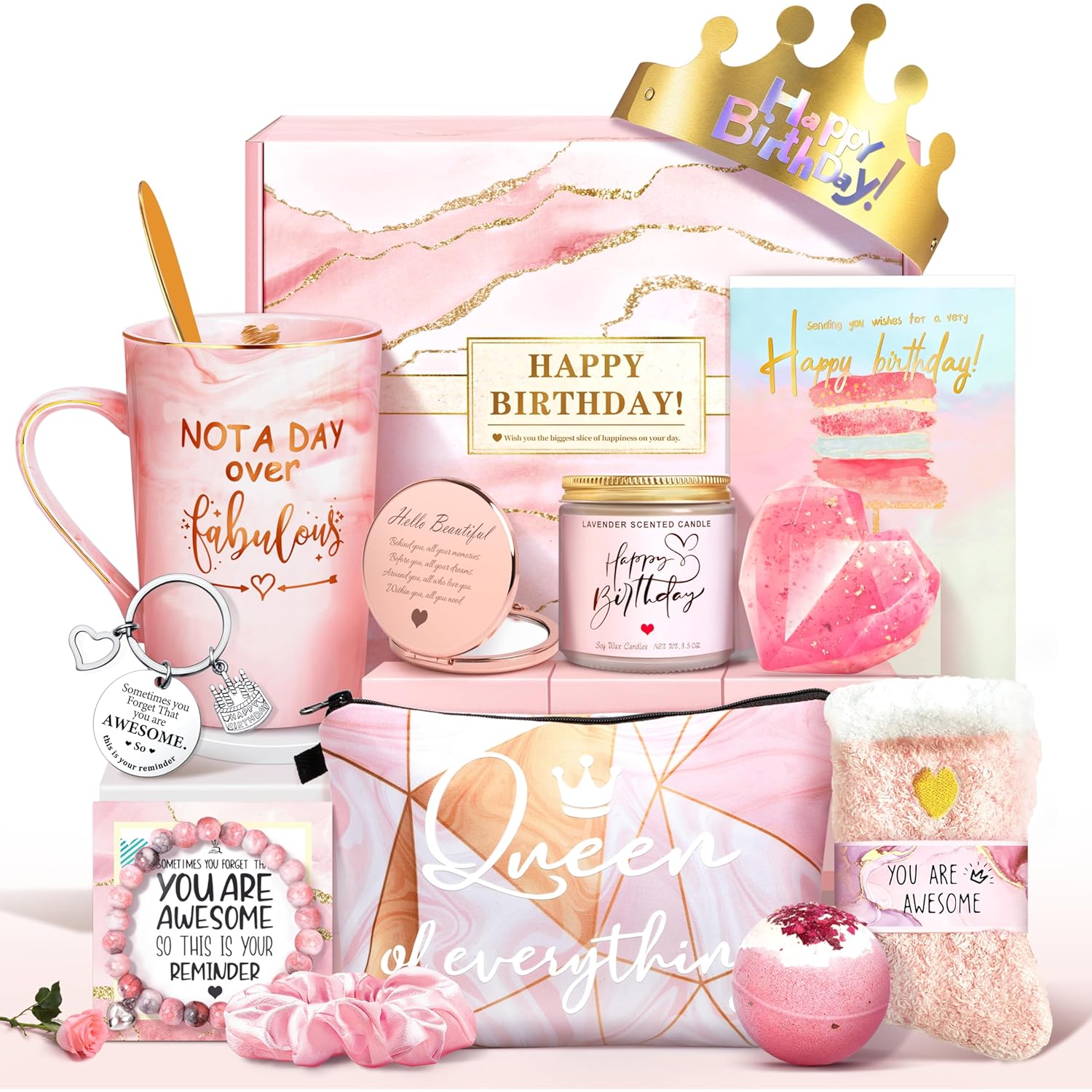 Jumway Not A Day Over Fabulous Mug Gifts Set- Birthday Gifts for Women - Funny Birthday Gift Ideas for Her,Friends, Coworkers, Her, Wife, Mom, Daughter, Sister, Aunt Ceramic Marble Mug 14 Oz