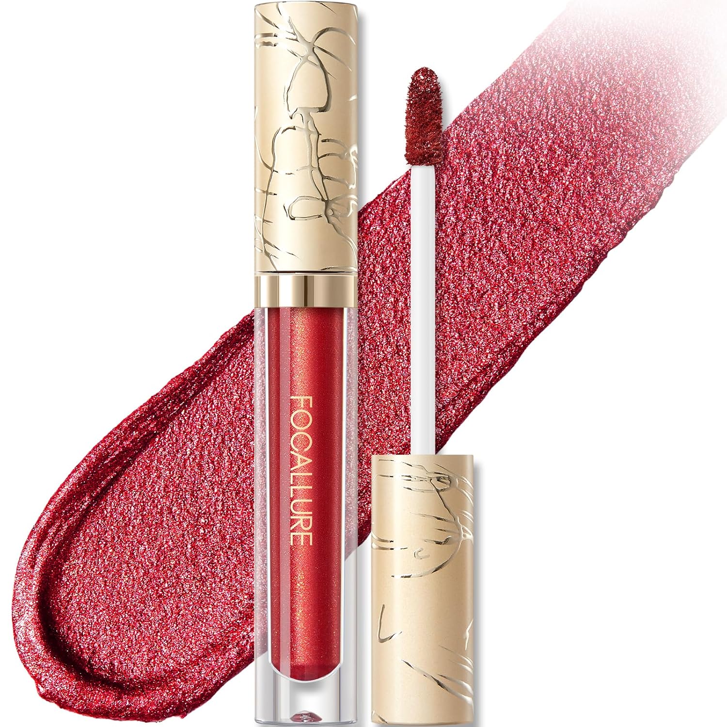 Focallure Metallic Liquid Lipstick,Non Stick Cup Lip Gloss,High Impact Lip Color With Transfer-Proof Wear,Long Lasting & Waterproof Lipstick Makeup For Women,Rd02 Painkiller