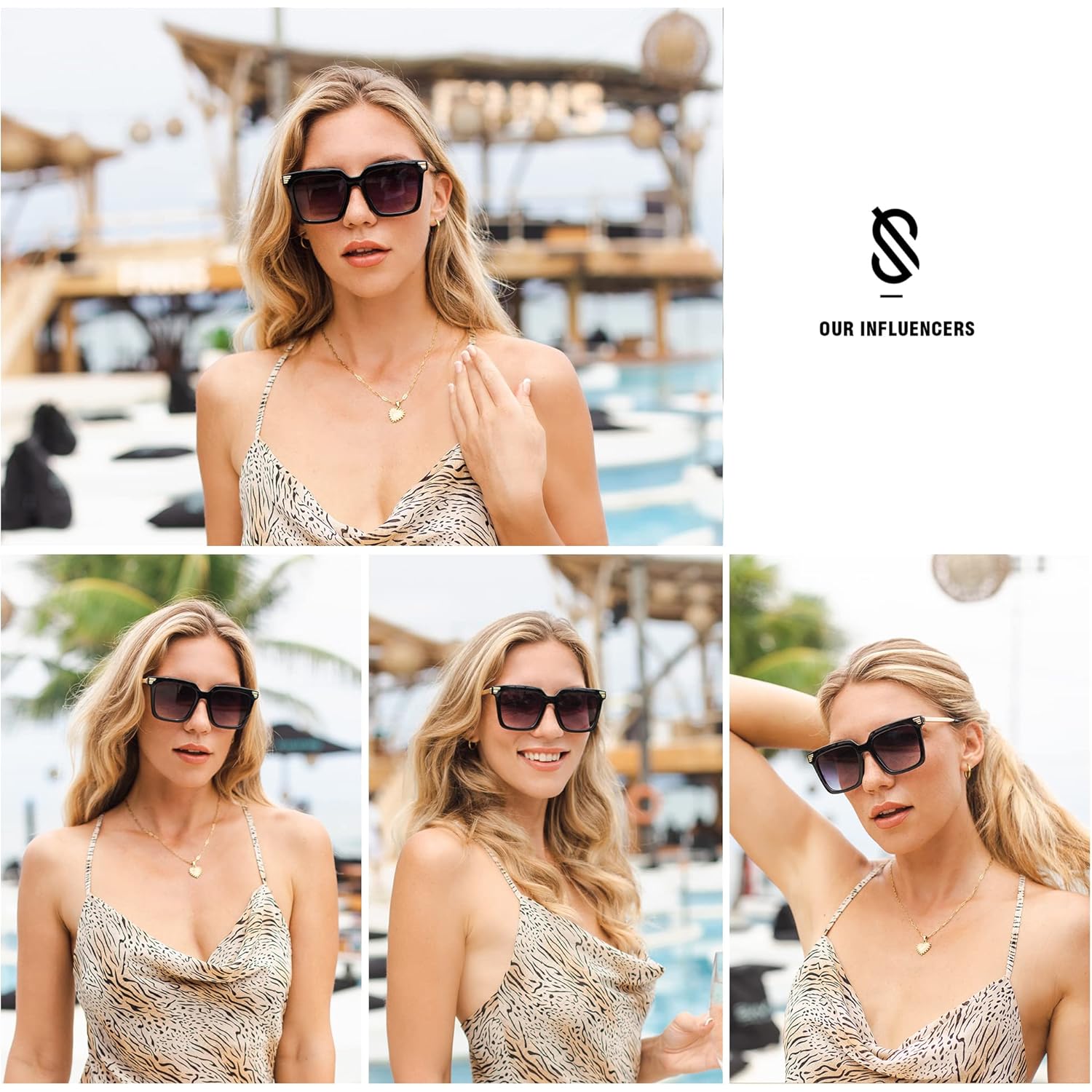 SOJOS Retro Oversized Square Sunglasses for Women Trendy Vintage Shades Classic Big Sun Glasses UV400 SJ2216A