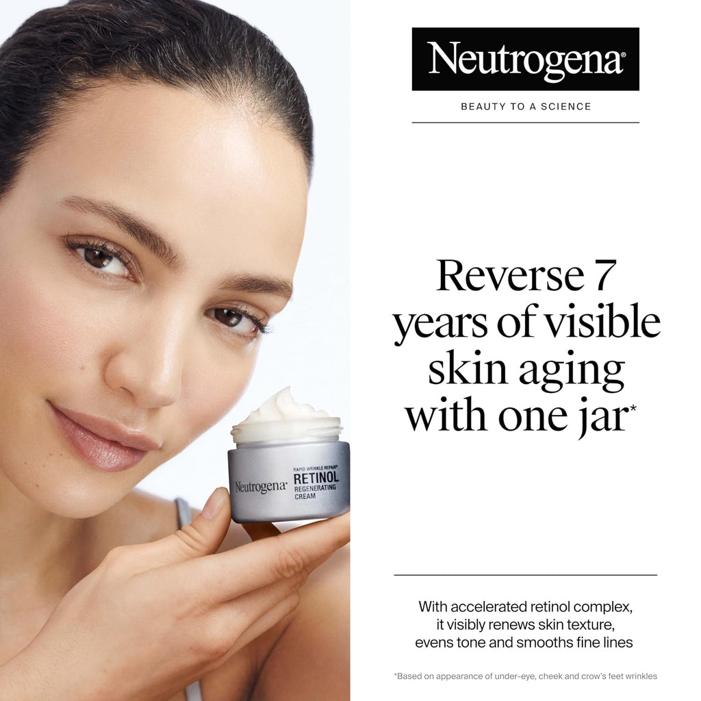 Neutrogena Rapid Wrinkle Repair Retinol Face Moisturizer, Daily Anti-Aging Face Cream With Retinol & Hyaluronic Acid To Fight Fine Lines, Wrinkles, & Dark Spots, 1.7 Oz