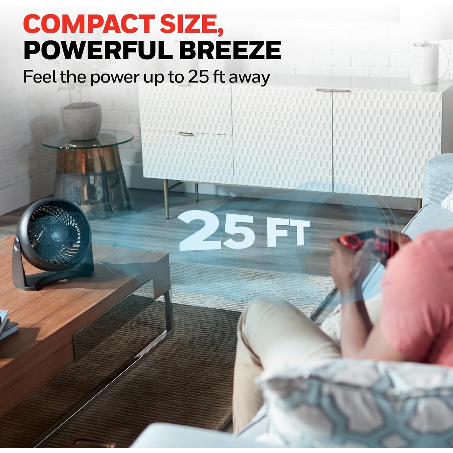 Honeywell Turboforce Air Circulator, Small Tabletop Fan, Quiet Personal Fan For Home Or Office, 3 Speeds, 90 Degree Pivoting Head, Black, Ht900