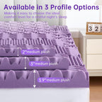 3 Inch 7-Zone Queen Mattress Topper, Egg Crate Memory Foam Mattress Topper Queen Size For Back Pain, Lavender Gel Infused Bed Pad, Certipur-Us And Oeko-Tex Certification (60"×80")