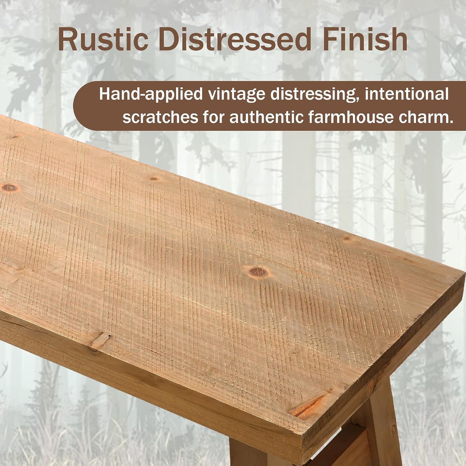 Wnutrees Sawmill Solid Wood Bench, 30" Farmhouse Entryway Bench, Natural | Rustic Hallway Seat For End Of Bed, Living Room, Dining Area, Handcraft Finish