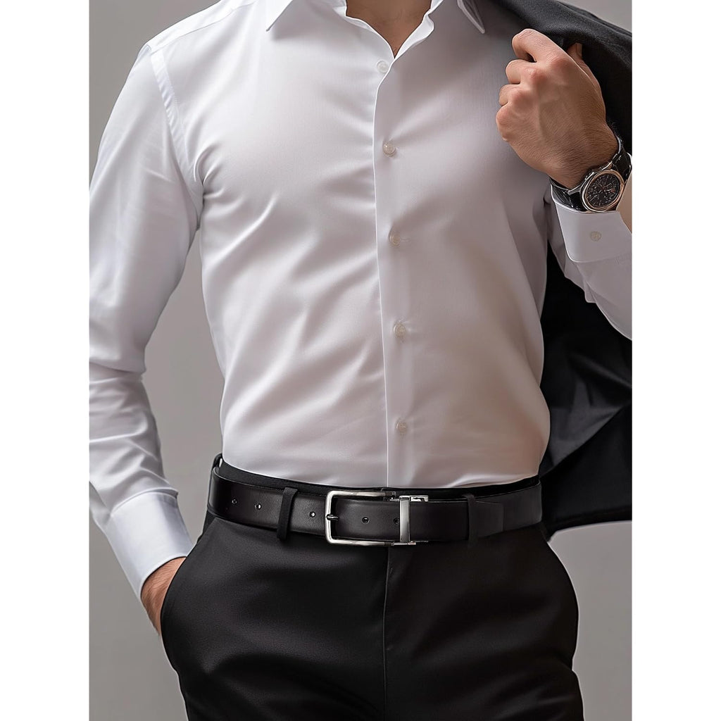 Reversible Belt For Men - Adjustable Size - Premium Leather - Double Style In One Belt