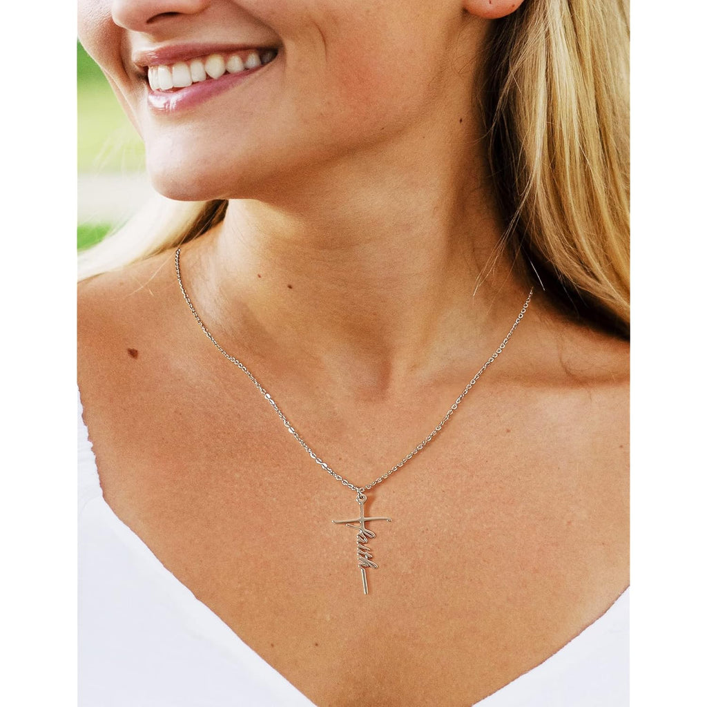 Lcherry Faith Cross Pendant Necklace for Women Religious Christian Jewelry Mother's Day Gifts for Women