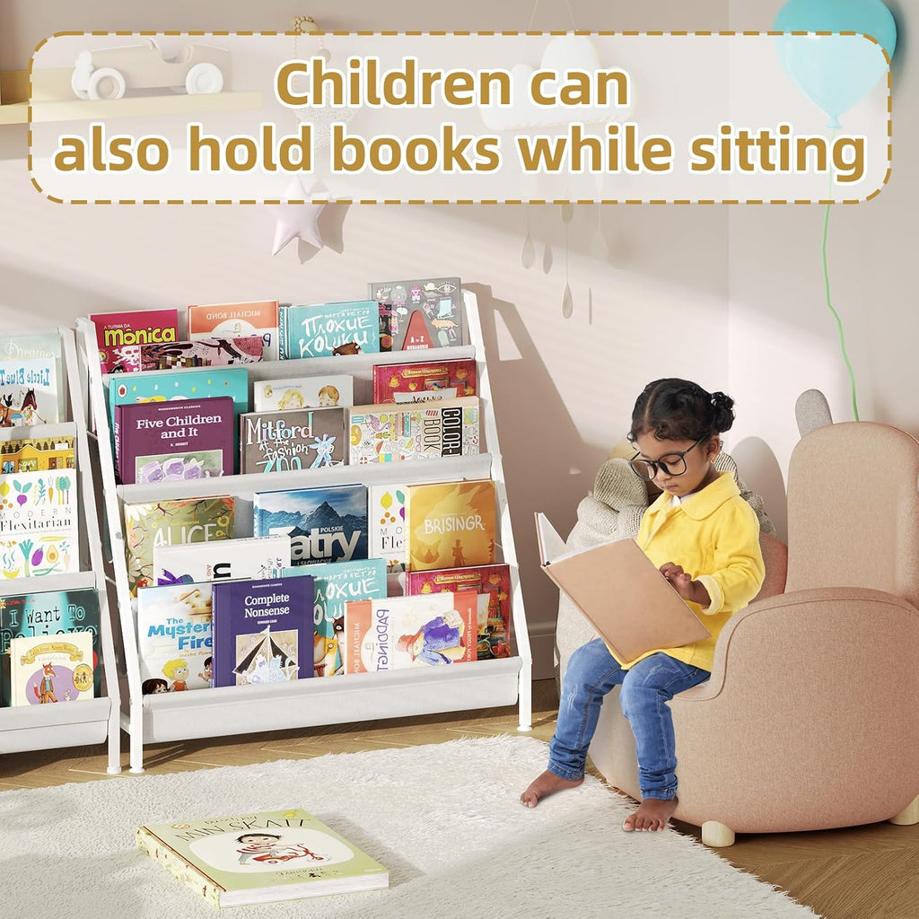 4-Tier Kids Bookshelf, Book Shelf For Kids Rooms,Book Rack For Kid With Four Deep Pockets,Nursery Bookshelves For Kid' Playroom, Toddler Bookshelf As A Children'S Gift