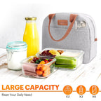 Lunch Bag For Women & Men Adult Insulated Lunch Box, Small Leakproof Cooler Food Lunch Containers Reusable High Capacity Lunch Tote Bags For Work, Travel, Outdoor (Grey)