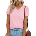 YUCOLEN T Shirts for Women Soft Short Sleeve V Neck Basic Tees Cotton Blend Breathable UPF 50+ Tops for Summer Spring