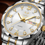 Vetra Womens Bracelet Watches Set Small Wrist Watches with Silver Gold Tone Diamond Stainless Steel Waterproof Luminous Date Display Watches for Ladies Reloj para Mujer