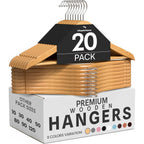 Utopia Home Premium Wooden Hangers 20 Pack - Heavy Duty & Durable Coat Hanger - Wood Hanger With 360-Degree Rotatable Hook - Clothes Hangers With Non-Slip Shoulder Notches For Shirts & Coats (Natural)