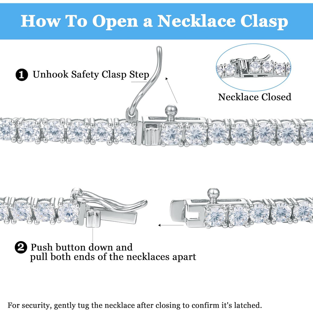 Gemsme 18K White/Yellow Gold Plated 3.0mm Round Cubic Zirconia Classic Tennis Necklace For Women 16-24 Inches