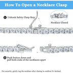 Gemsme 18K White/Yellow Gold Plated 3.0mm Round Cubic Zirconia Classic Tennis Necklace For Women 16-24 Inches