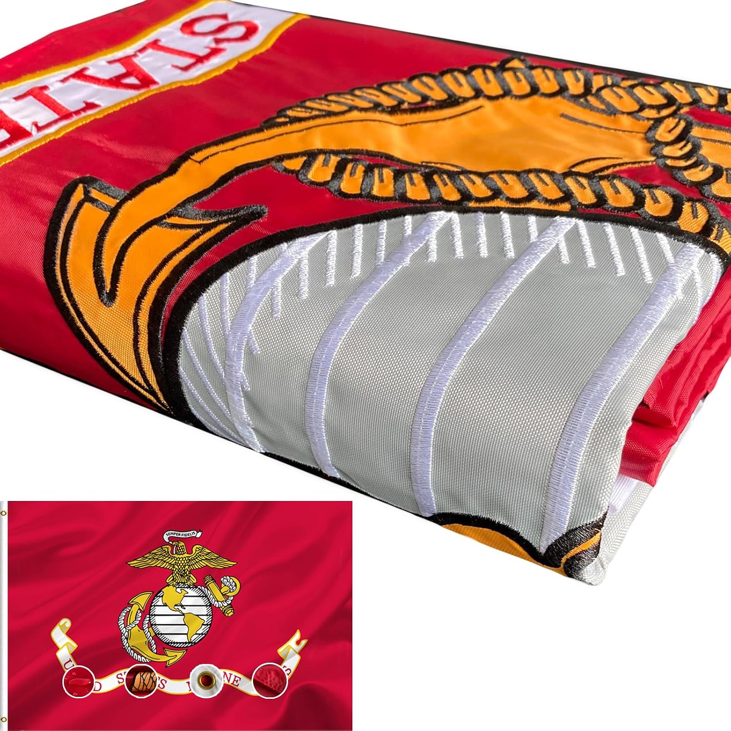 3X5Ft Double Sided Us Marine Corps Flag Outdoor With 2 Brass Grommet