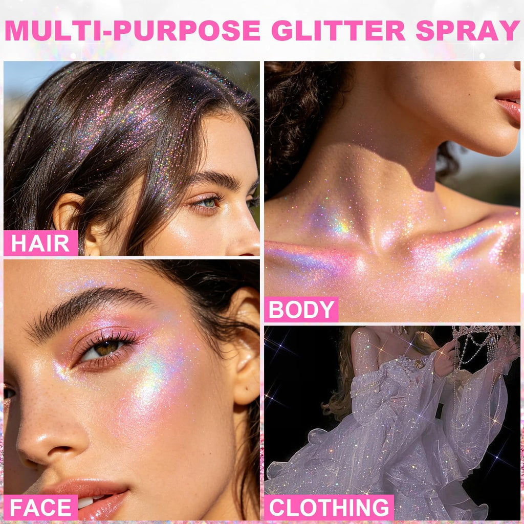 1Pc Hair And Body Glitter Spray, Shimmering Powder Sparkle Powder Makeup, Glitter Loose Sparkle Makeup For Body Highlighter,Festival Prom Rave Accessories，10G (Pastel)
