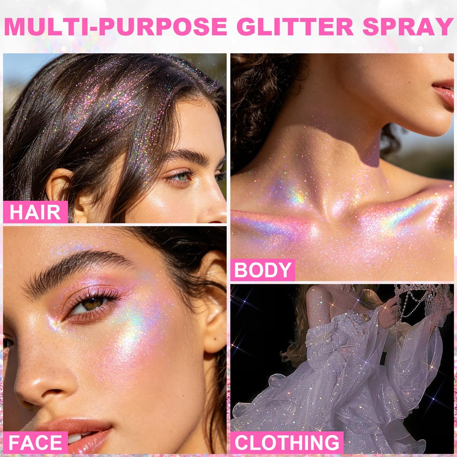 1Pc Hair And Body Glitter Spray, Shimmering Powder Sparkle Powder Makeup, Glitter Loose Sparkle Makeup For Body Highlighter,Festival Prom Rave Accessories，10G (Pastel)