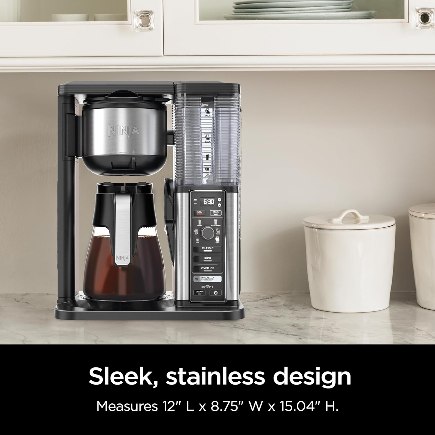Ninja Specialty Coffee Maker | Includes 10-Cup Carafe, Fold-Away Frother, Permanent Filter & Removable, Dishwasher Safe Reservoir | 6 Brew Styles, 8 Cup to Travel Mug to Pot Sizes | Black | CM401
