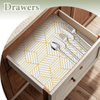 Shelf Liners For Kitchen Cabinets 12In X 20Ft, Non Adhesive Cabinet Liner Strong Non-Slip Thickened Gold Geometric Drawer Liner, Easy To Clean For Shelf, Cabinet With Knife And Tape Measure
