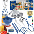 Canning Supplies Starter Kit,Canning Kit For Beginners Of 9 With Jar Lifter，Wide Mouth Funnel,Wrench,Tongs,Lid Lifter,Bubble Popper,Canning Labels,Ladle,Measuring Spoon-Blue