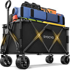Beach Wagon 420Lbs – Heavy Duty Wagons Carts Foldable, Collapsible Wagon With Big Wheels For Sand & Cup Holders For Camping Garden Sports Grocery