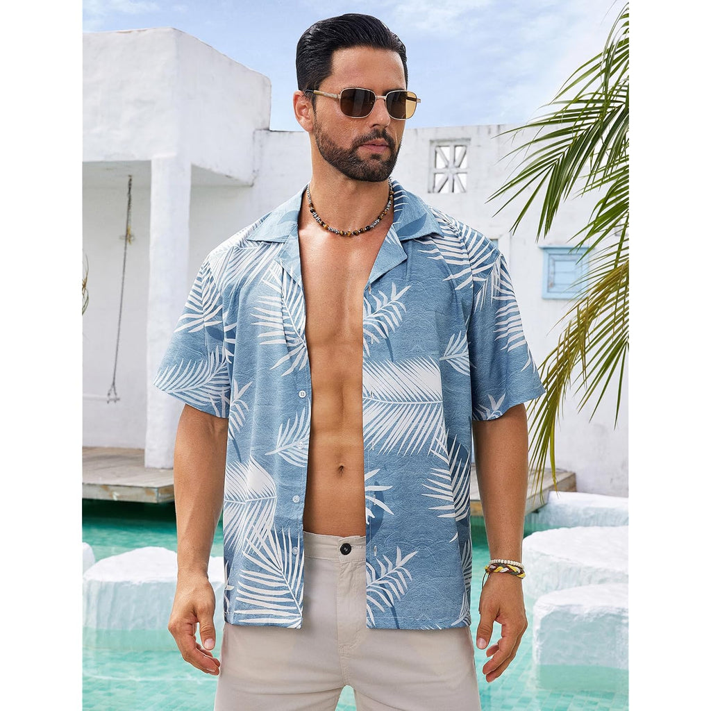 Men'S Hawaiian Shirts Short Sleeve Button Down Casual Shirts Summer Printed Tropical Floral Aloha Beach Shirts
