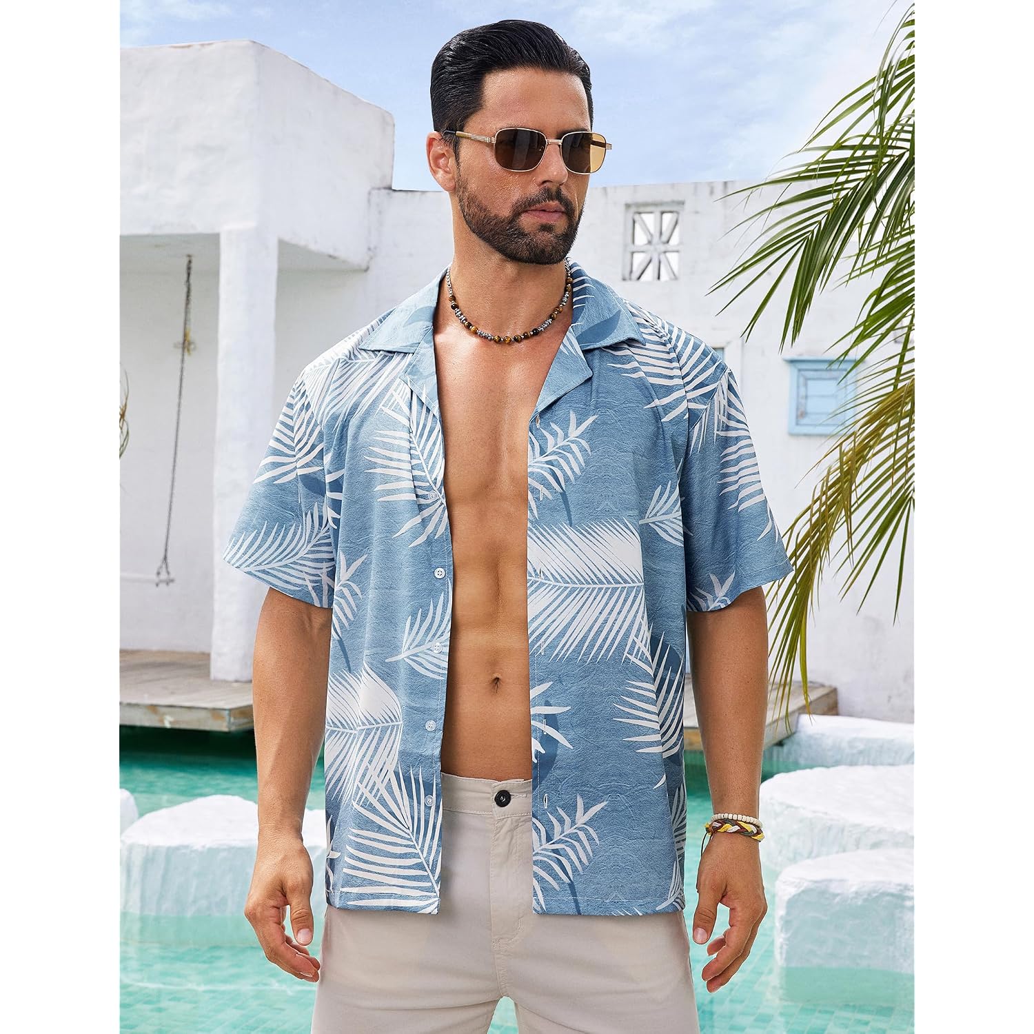 Men'S Hawaiian Shirts Short Sleeve Button Down Casual Shirts Summer Printed Tropical Floral Aloha Beach Shirts