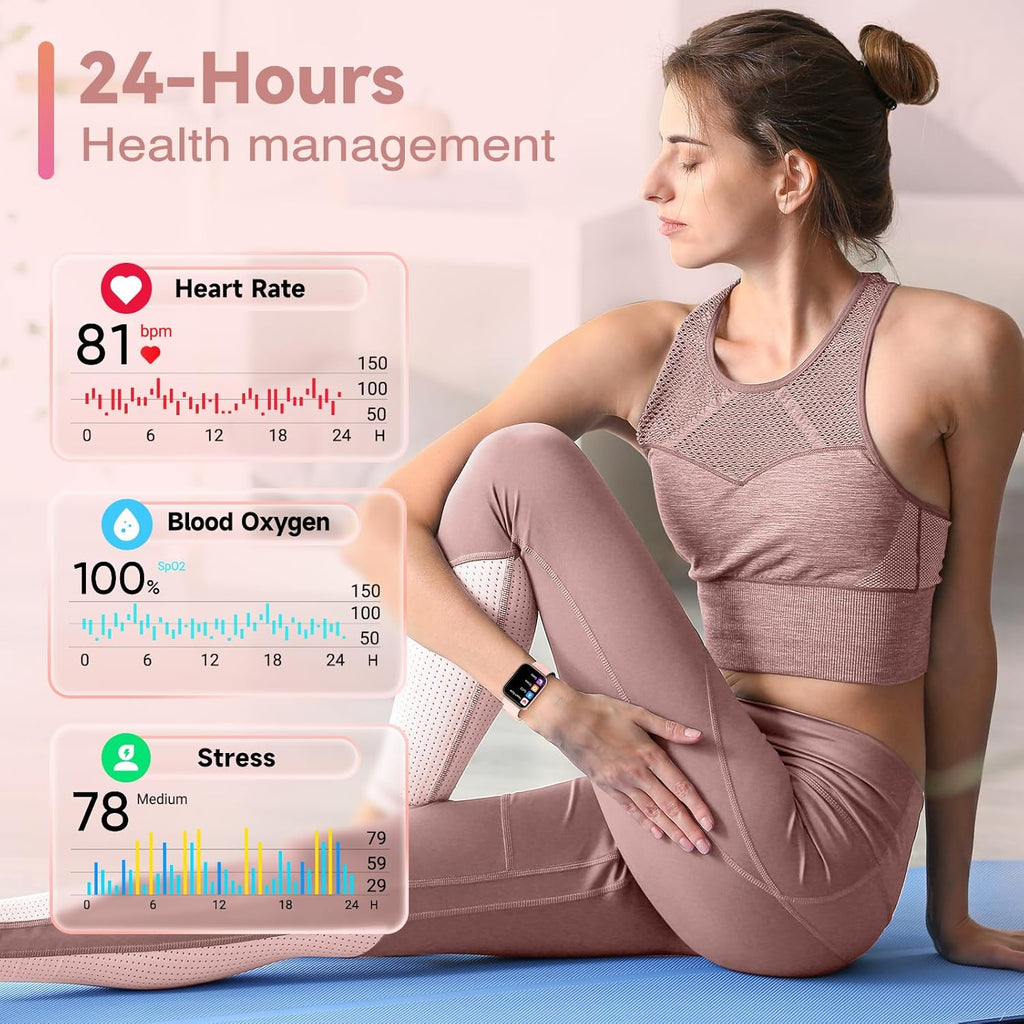 Smart Watches for Women, Alexa Built-in Fitness Watch with 1.8" LCD Screen & Bluetooth Call (Make/Answer), Heart Rate/SpO2/Sleep Monitor, 100 Sports, IP68 Waterproof Smartwatch for Apple Android