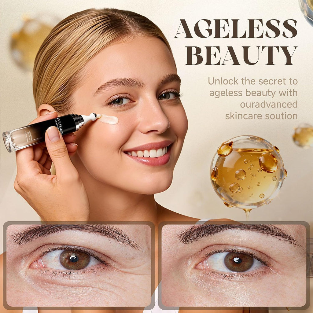 Eye Cream With 360° Roller, Anti-Aging Wrinkle Wrinkle, Caffeine Eye Serum Diminishes Dark Circles & Puffiness, Retinol Peptide Formula, 0.5 Fluid Ounce