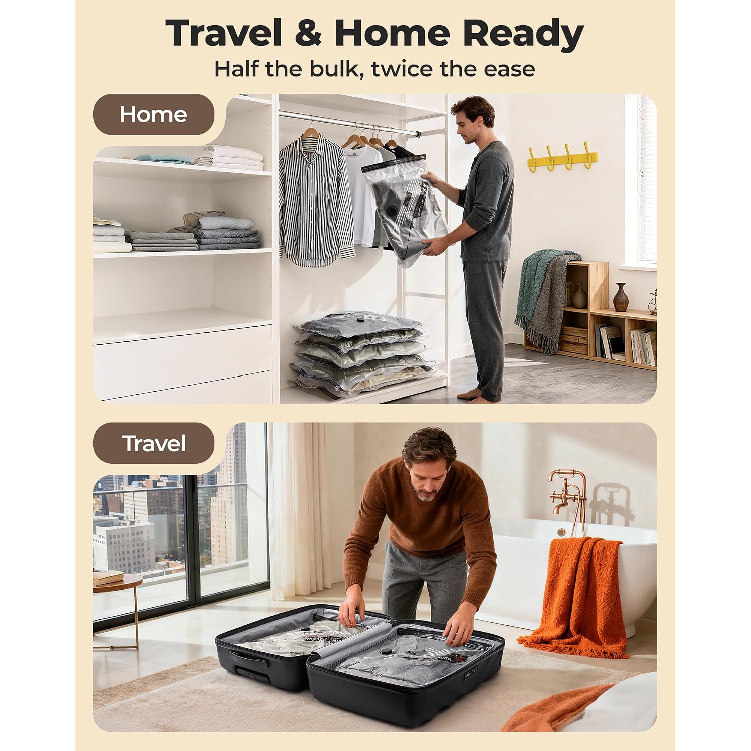 Bagsmart Travel Vacuum Bags For Suitcase & Home, 18 Pack With Wireless Pump | Cordless Pump, Triple-Seal Leak-Proof, 18-Pack 3 Sizes, For Suitcase & Home, With Toiletry Shoe & Laundry Bags