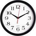 Bernhard Products Black Wall Clock Silent Non Ticking 10 Inch Quality Quartz Battery Operated Round Easy To Read Home/Office/Kitchen/Classroom/School Clock Sweep Movement