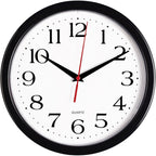 Bernhard Products Black Wall Clock Silent Non Ticking 10 Inch Quality Quartz Battery Operated Round Easy To Read Home/Office/Kitchen/Classroom/School Clock Sweep Movement