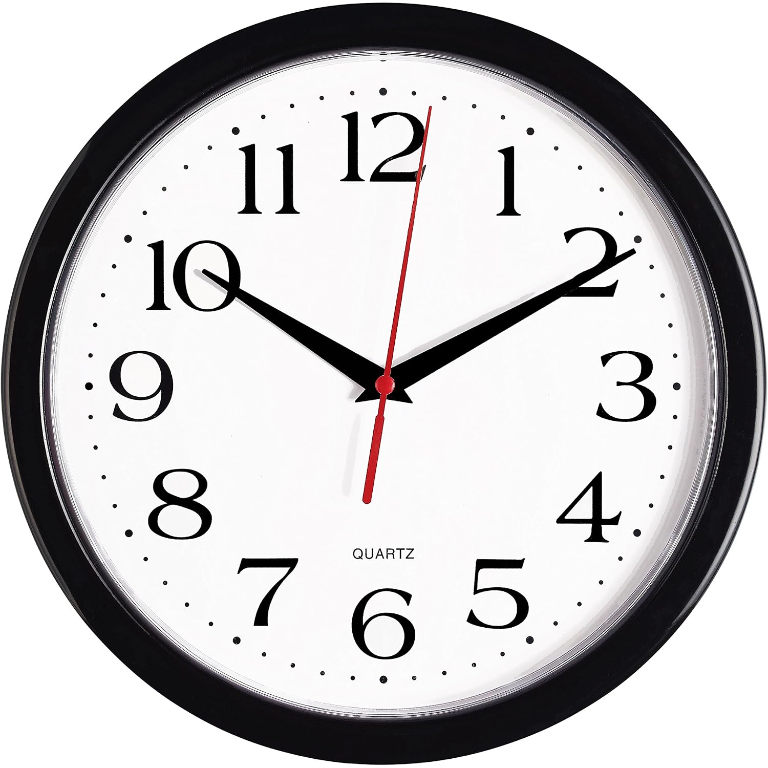 Bernhard Products Black Wall Clock Silent Non Ticking 10 Inch Quality Quartz Battery Operated Round Easy To Read Home/Office/Kitchen/Classroom/School Clock Sweep Movement