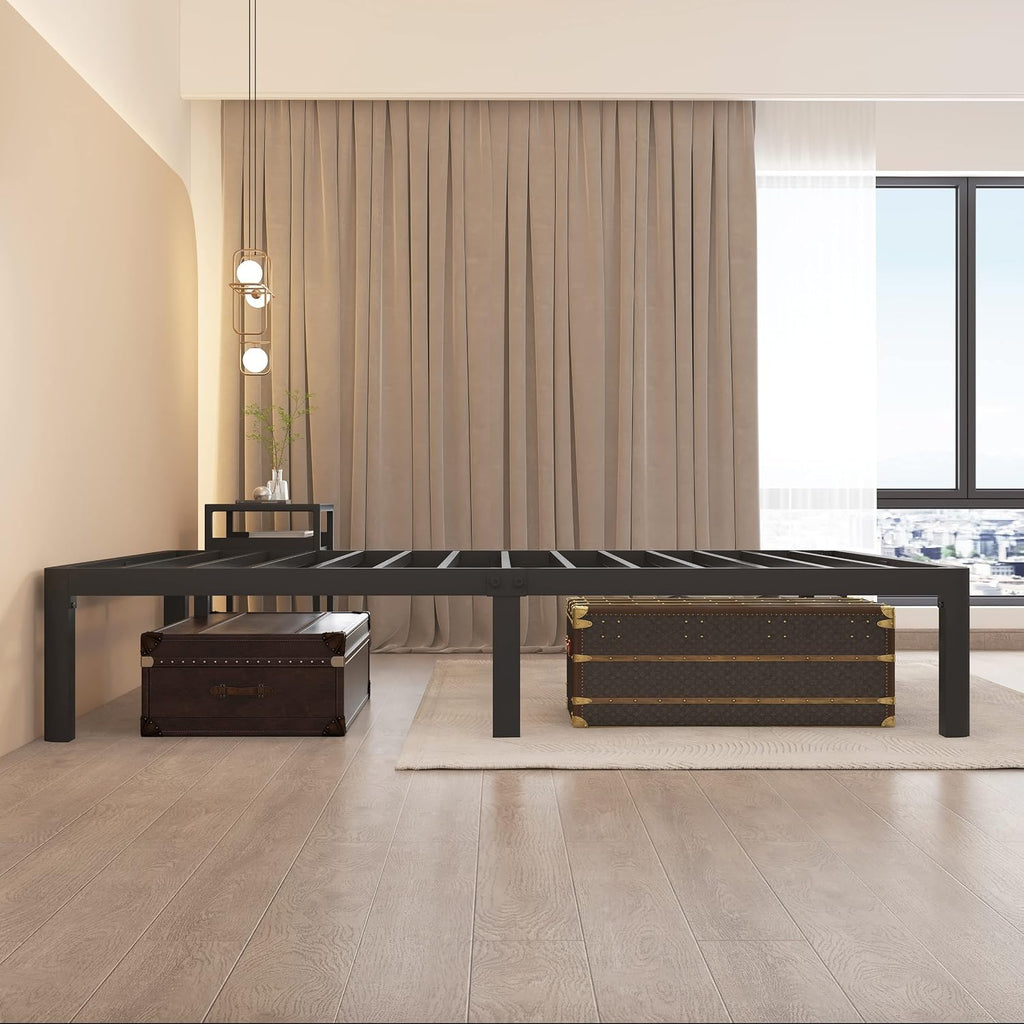 Maf 14 Inch Full Size Metal Platform Bed Frame With Round Corner Legs, 3000 Lbs Heavy Duty Steel Slats Support, Noise Free, No Box Spring Needed, Easy Assembly