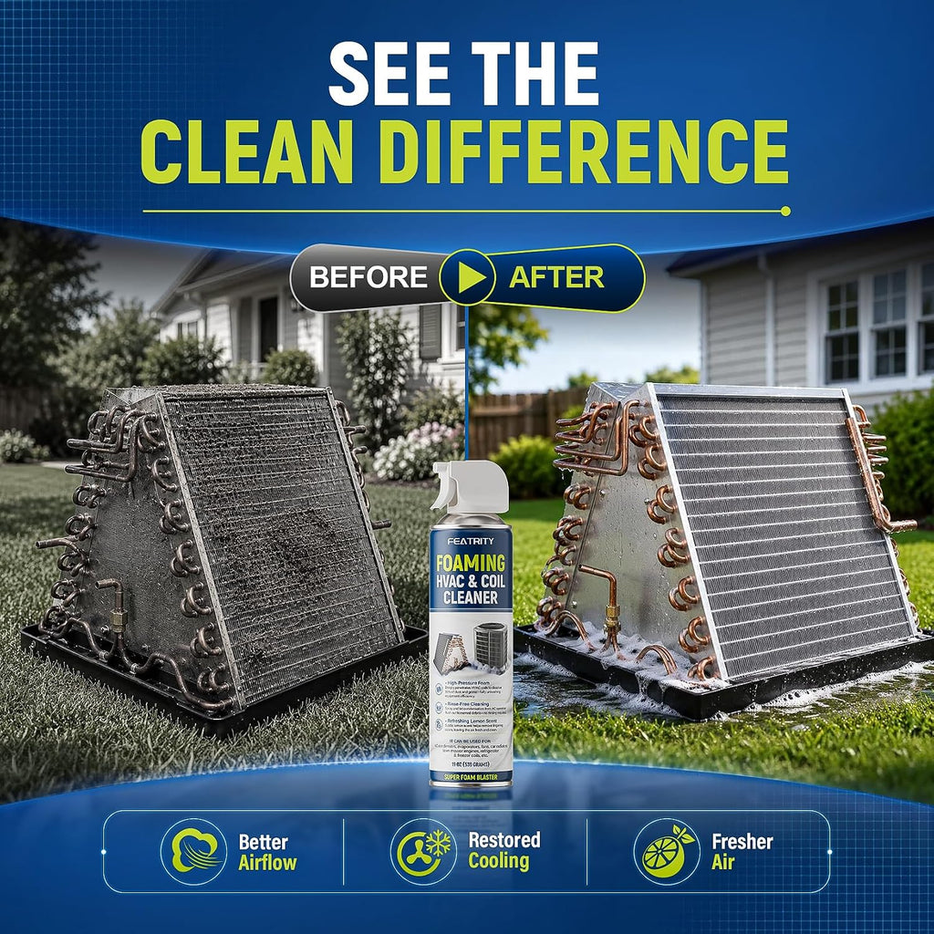 Foaming Ac Coil Cleaner: No-Rinse Deep Cleaning Spray For Evaporator And Condenser Coils For Routine Household Air Conditioner Coil Maintenance And Airflow Support - 19 Oz