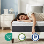 Gelsea Queen Mattress 10 Inch For Cool Sleep & Pressure Relief, Gel-Infused Green Tea Memory Foam, Medium Plush Support With Egg-Crate Design, Certipur-Us Certified, Fiberglass Free Bed In A Box