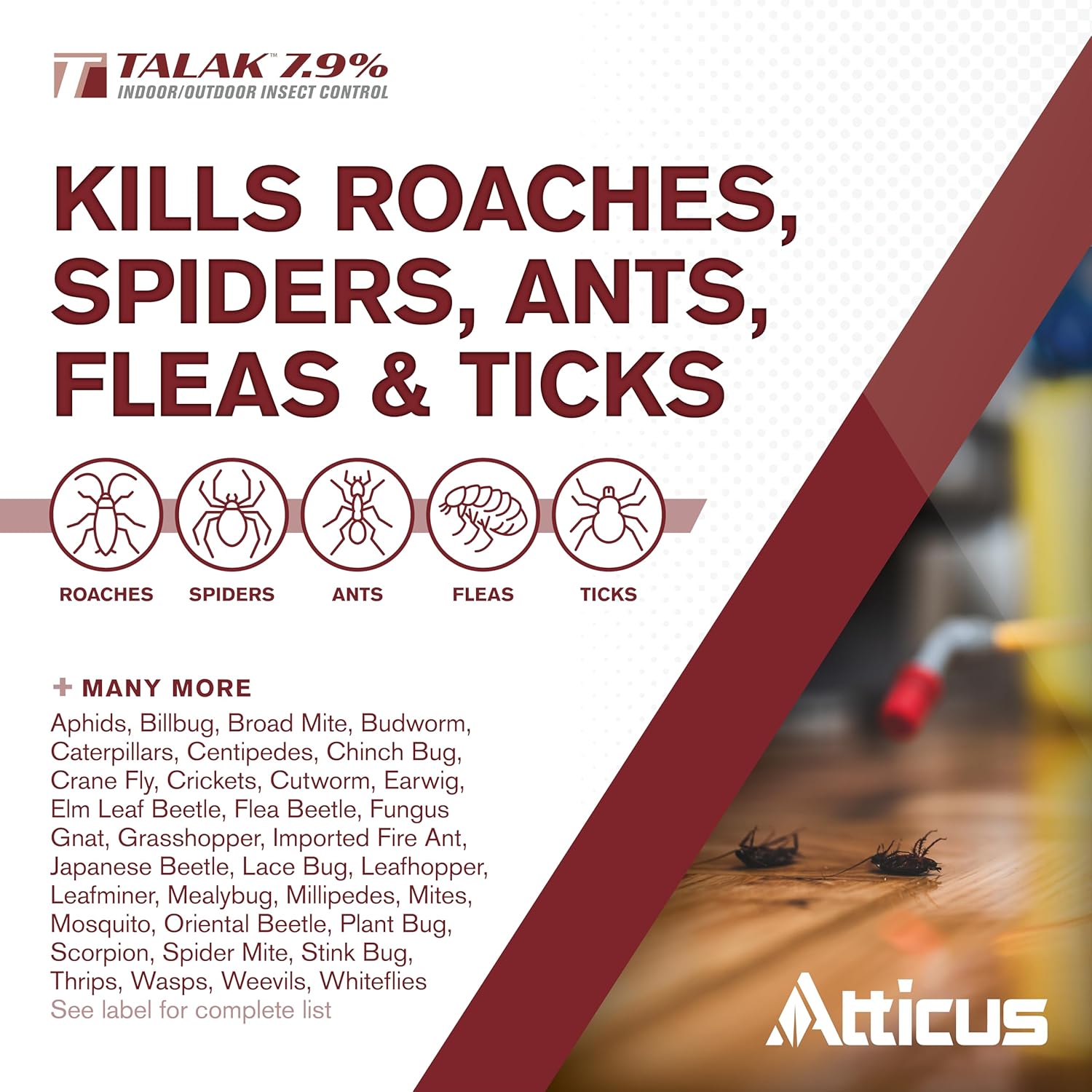 Atticus Talak 7.9% Indoor/Outdoor Bifenthrin Insecticide Concentrate (32Oz) | Control Ants, Mosquitoes, Cockroaches, Spiders, Armyworms, And 70+ More Pests, Measuring Made Easy With Tip 'N Measure Bottle