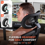 Ergonomic Mesh Office Chair, Adjustable Lumbar High Back Desk Chair 400Lbs, 4D Flip-Up Arms, 3-Level Tilt Backrest, 3D Headrest, Pu Wheels, Swivel Rolling Computer Seating For Long Desk Work