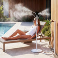 Standing Misting Cooling System, Fillable Base, White | Adjustable Height, 26.2Ft Water Line, Portable Mister For Outside Patio Cooling, Pool Tanning, Garden Greenhouse Watering