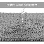LuxUrux Toilet Rugs U Shaped Washable, Bathroom Toilet Mat, Extra-Soft Plush Bath Bathroom Rug,1'' Chenille Microfiber Material, Super Absorbent Shaggy Machine Wash & Dry (20 x 20 inch, Light Grey)