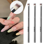 3PCS Nail Art Gradient Brushes - Silver Metal Handle, Soft Firm Bristles for Chrome/Mica Powder, Aura Nails & Eyelid Blending, No Shedding, Easy to Clean DIY Tool