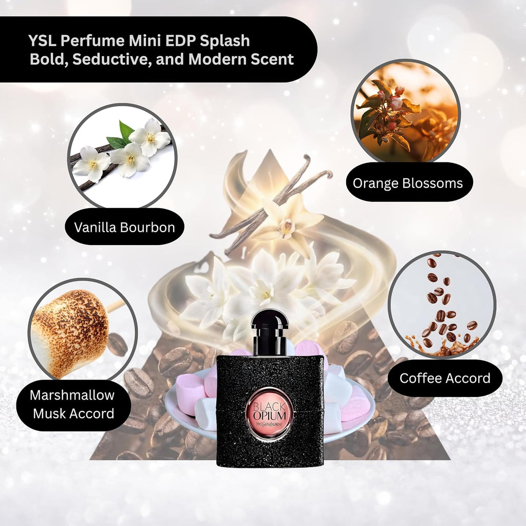 Yves Saint Laurent Black Opium Perfume For Women Mini Edp Splash 0.25 Ounce