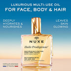 Nuxe Huile Prodigieuse Multi-Purpose Dry Oil - Radiant Glow And Lightweight Hydration For Face, Body & Hair. Nourishes, Repairs And Enhances