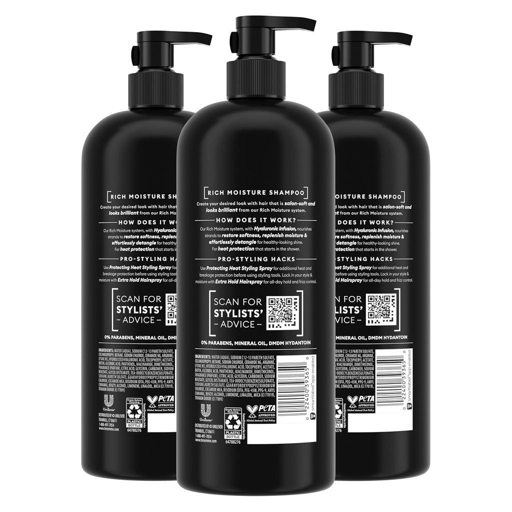Tresemmé Rich Moisture Hydrating Shampoo 3 Count For Dry Hair Formulated With Pro Style Technology 28 Fl Oz
