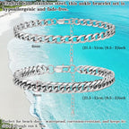2PCS Ankle Bracelets for Women - Gold/Silver Plated Stainless Steel Anklets Set - Waterproof Layered Cuban Link Chain Anklet Bracelet Summer Beach Foot Jewelry Gifts for Women