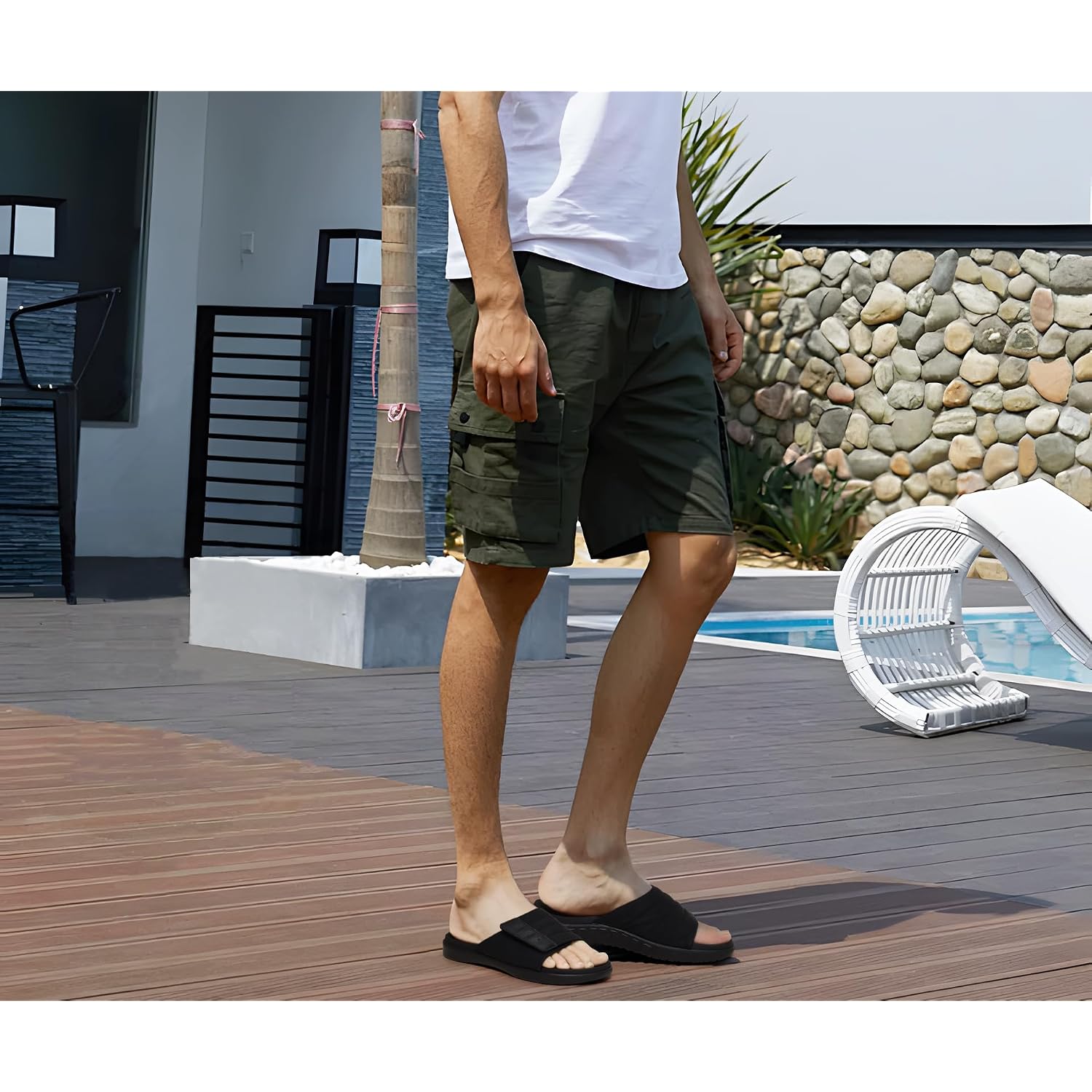 Oncai Mens Sandals Adjustable Straps Orthotic Plantar Fasciitis Open Toe Athletic Sport Slides With Soft Comfy Arch Support Footbed Size 7.5-15